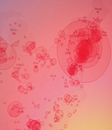 microscopic view of microorganisms similar to coronavirus